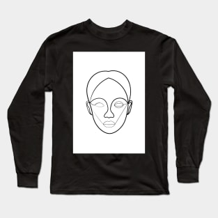 Minimal Female Line Portrait Long Sleeve T-Shirt